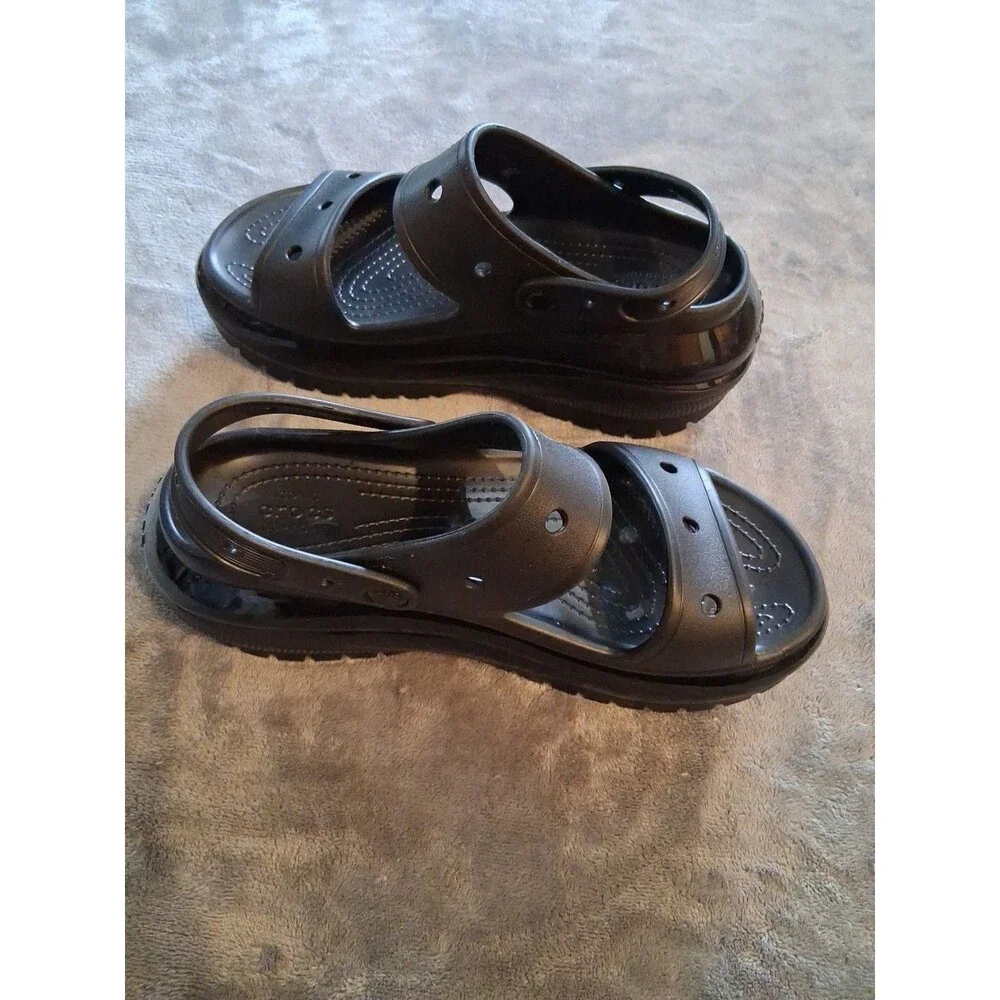 Crocs Classic Mega Crush Sandal Unisex Thick Soled Sandals Black Sz M 8 Women 10 - Picture 8 of 12